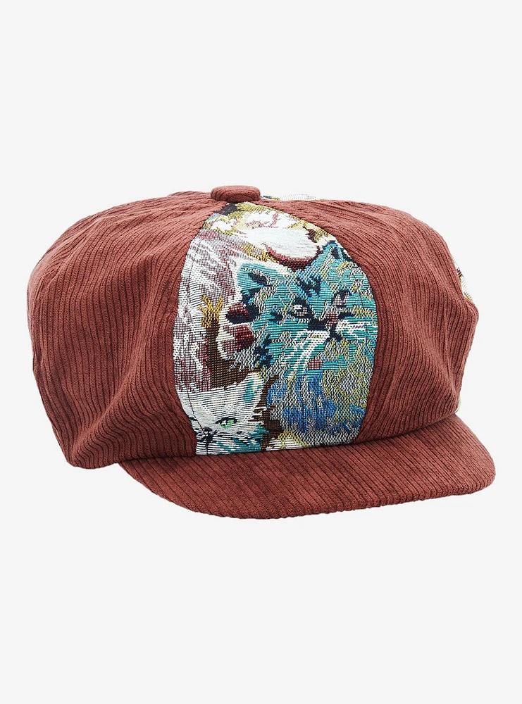 Corduroy Cat Tapestry Patchwork Cabbie Hat