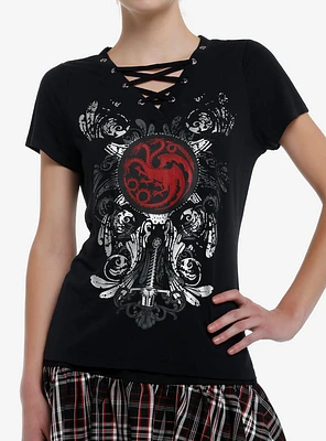 House Of The Dragon Targaryen Grommet Lace-Up Girls Top