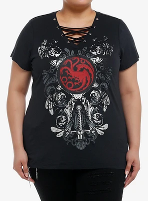 House Of The Dragon Targaryen Grommet Lace-Up Girls Top Plus