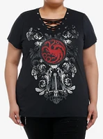 House Of The Dragon Targaryen Grommet Lace-Up Girls Top Plus