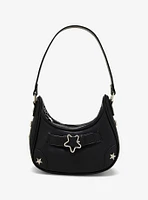 Black Star Buckle Baguette Bag