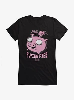 Invader Zim Gir Riding A Flying Pig Girls T-Shirt