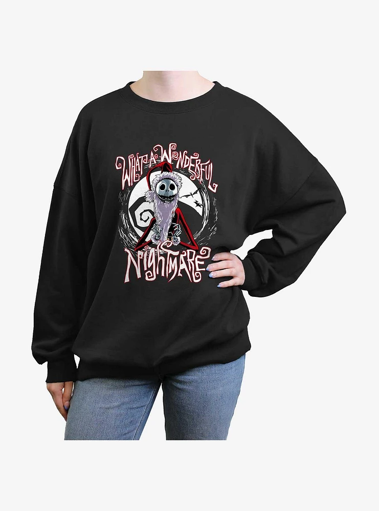 Disney Nightmare Before Christmas Santa Jack Wonderful Girls Oversized Sweatshirt