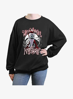 Disney Nightmare Before Christmas Santa Jack Wonderful Girls Oversized Sweatshirt