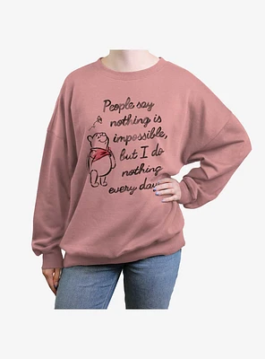 Disney Winnie The Pooh Nothing Is Impossible Girls Oversized Sweatshirt