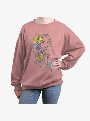 Disney Tangled Rapunzel Sketch Girls Oversized Sweatshirt