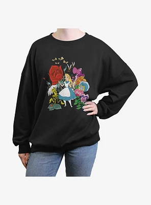 Disney Alice Wonderland Flower Afternoon Girls Oversized Sweatshirt