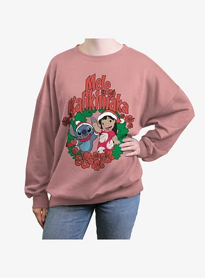 Disney Lilo & Stitch Mele Kalikimaka Girls Oversized Sweatshirt