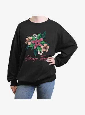 Stranger Things Floral Demogorgon Womens Oversized Sweatshirt