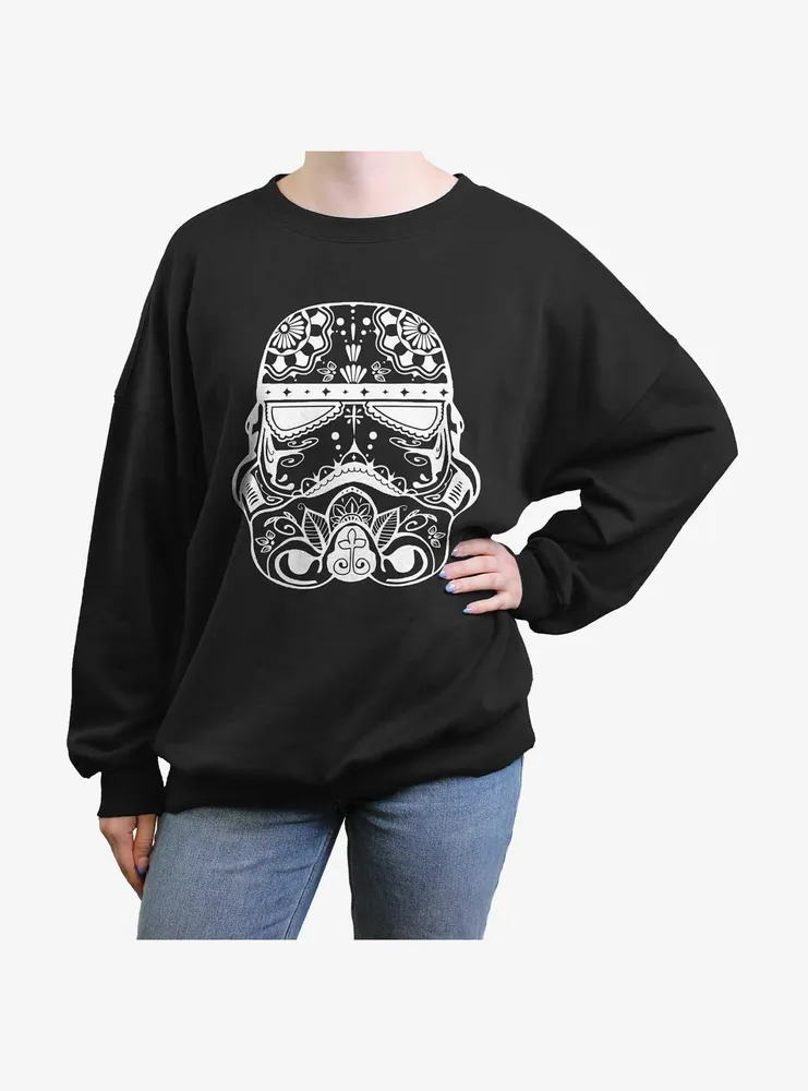 Star Wars Sugar Skull Stormtrooper Womens Oversized Sweatshirt