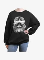 Star Wars Sugar Skull Stormtrooper Womens Oversized Sweatshirt