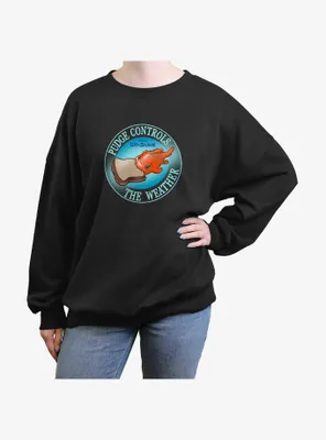 Disney Lilo & Stitch Pudge Controls Weather Womens Oversized Sweatshirt