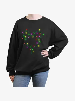 Disney Mickey Mouse Christmas Lights Womens Oversized Sweatshirt