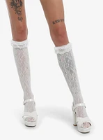 White Lace Ruffle Over-The-Knee Socks