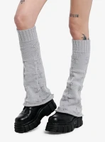 Grey Stars Knit Flared Leg Warmers