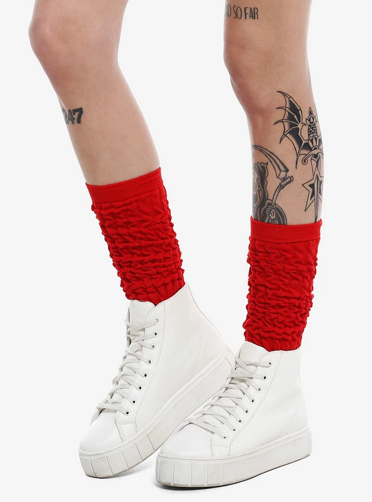 Red Stripe Ombre Slouchy Knee-High Socks