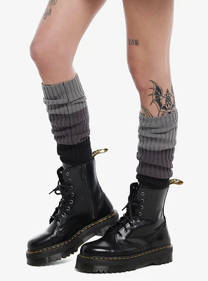 Black & Grey Stripe Ombre Slouchy Knee-High Socks