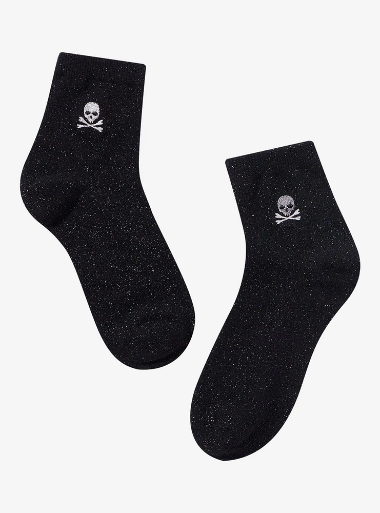Skull & Crossbones Glitter Ankle Socks