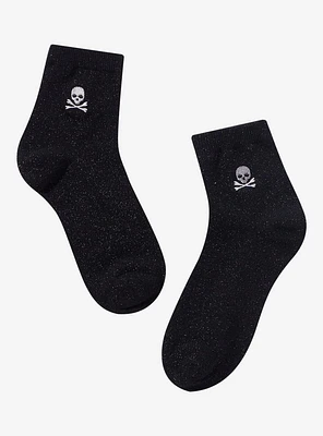 Skull & Crossbones Glitter Ankle Socks