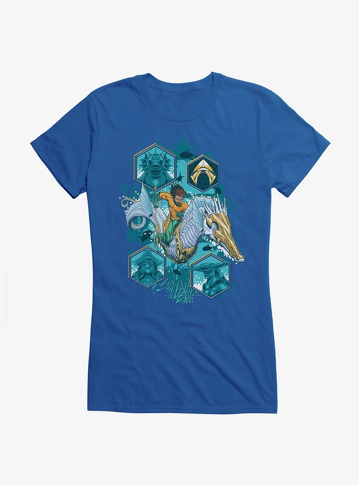 Aquaman Collage Symbols Girls T-Shirt