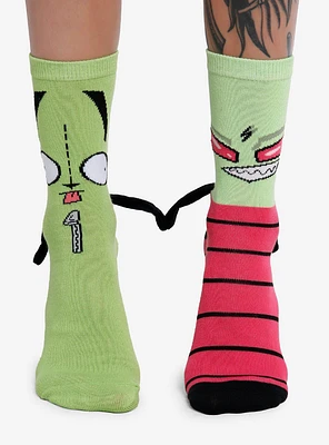 Invader Zim GIR & Zim Magnetic Arms Mismatch Crew Socks