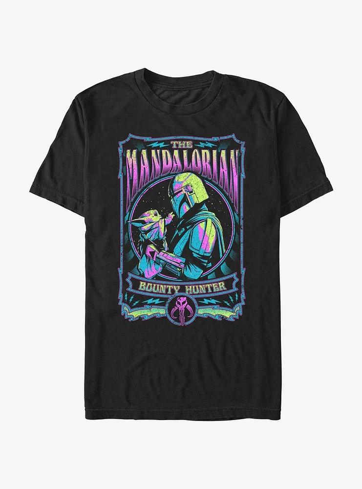 Star Wars The Mandalorian Grogu and Din Djarin Bounty Hunter Poster Ultra Vibrant T-Shirt