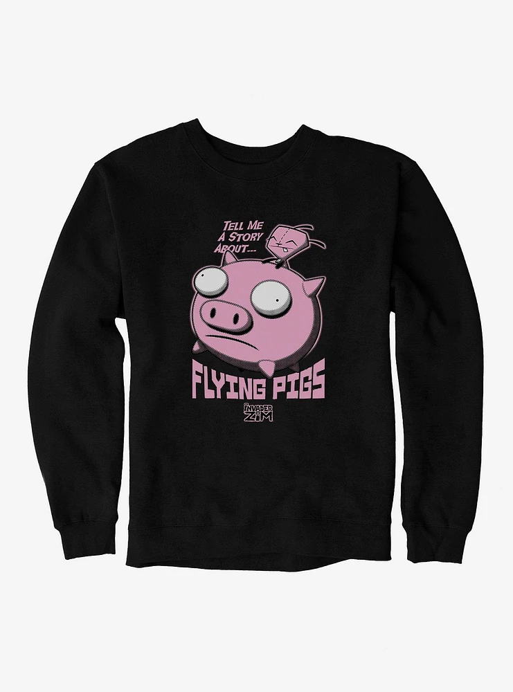 Invader Zim Gir Riding A Flying Pig Sweatshirt