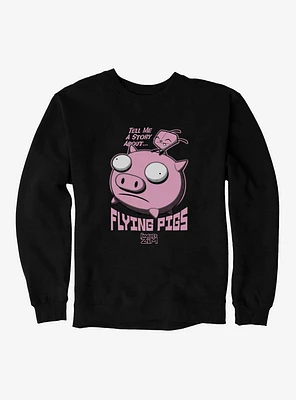 Invader Zim Gir Riding A Flying Pig Sweatshirt