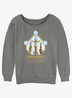 Star Wars Life Day Lightsaber Trio Badge Girls Slouchy Sweatshirt
