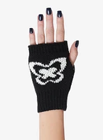 Black & White Butterfly Knit Fingerless Gloves