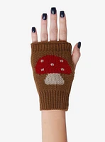 Brown Mushroom Fingerless Gloves