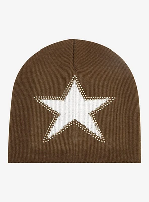 Brown Star Knit Beanie