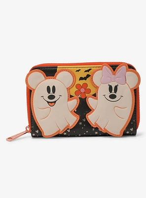 Loungefly Disney Mickey Mouse & Minnie Mouse Ghosts Glow-In-The-Dark Zipper Wallet