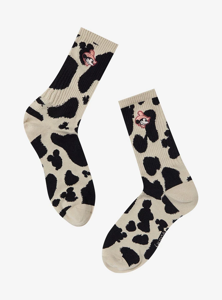 Disney Mickey Mouse Cow Print Crew Socks - BoxLunch Exclusive