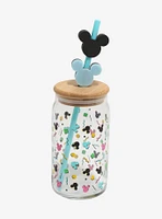 Disney Mickey Mouse '90s Toss Print Lidded Glass Tumbler