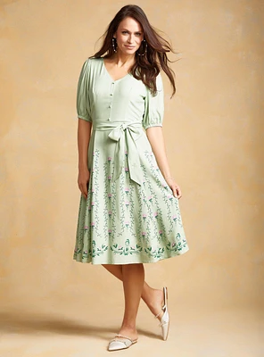 Disney the Princess and Frog Bayou Puff Sleeve Midi Dress — BoxLunch Exclusive