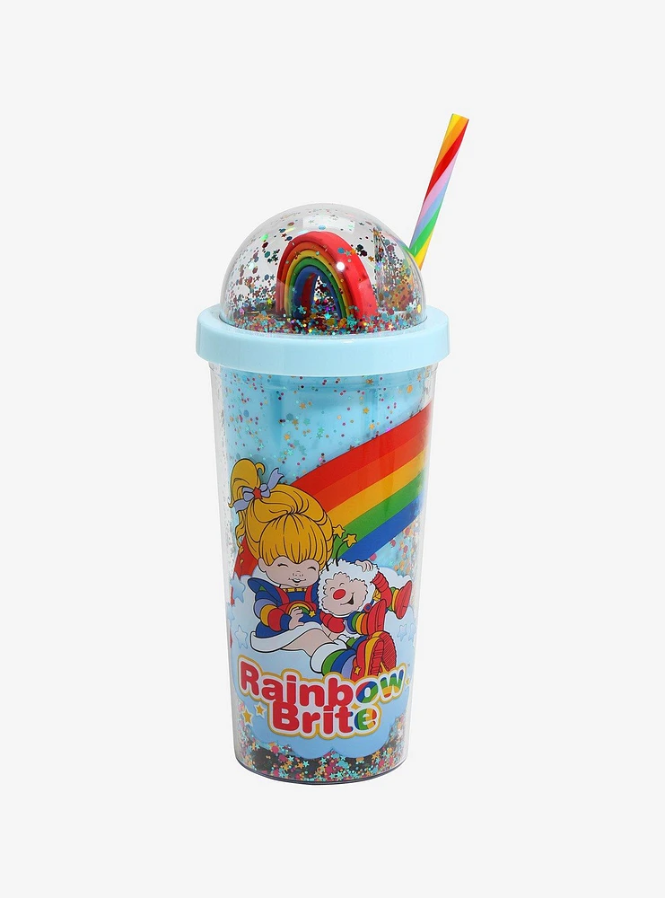 Rainbow Brite Glitter Dome Acrylic Travel Cup