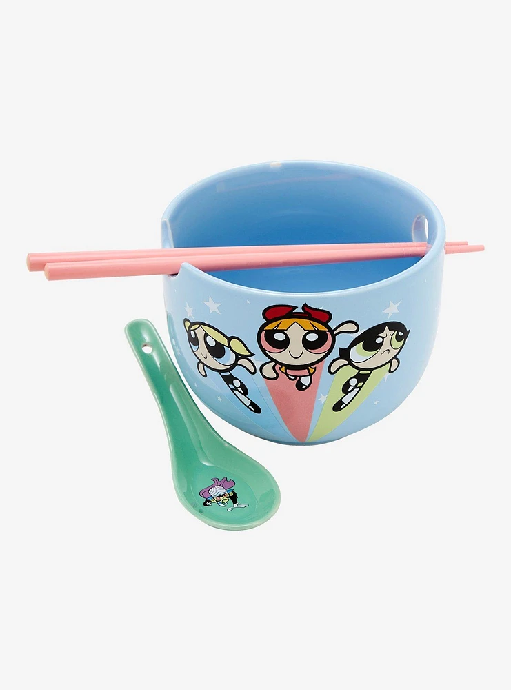 The Powerpuff Girls Trio Blue Ramen Bowl and Chopsticks