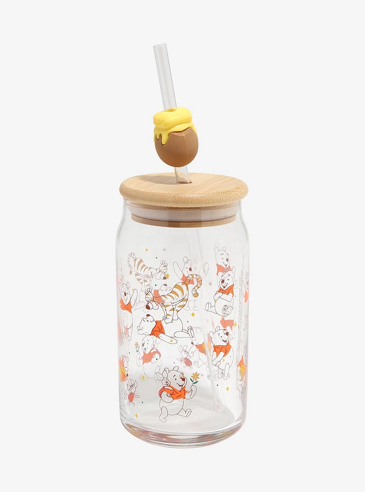 Disney Winnie The Pooh Lidded Glass Tumbler