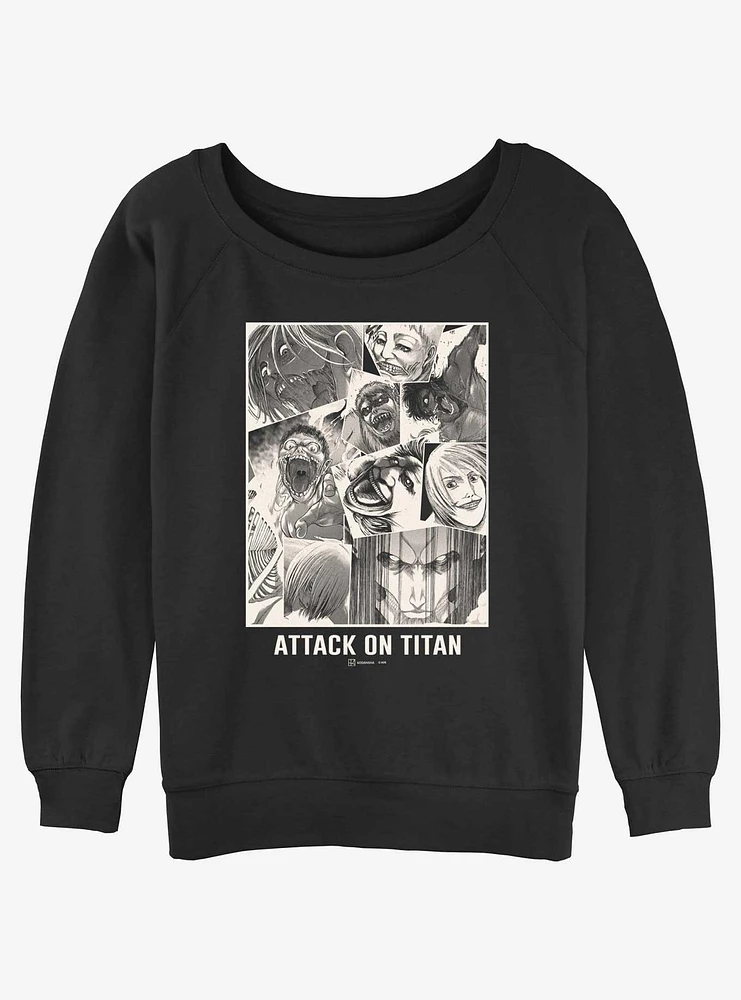 Attack on Titan Collage Girls Slouchy Sweatshirt