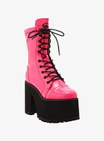 Strange Cvlt Hot Pink Raven Platform Boots