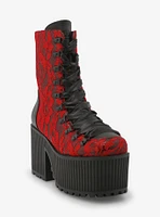 Strange Cvlt Pandora Red Lace Platform Boots