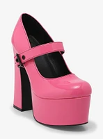 Strange Cvlt Hot Pink Patent Widow Platform Heels