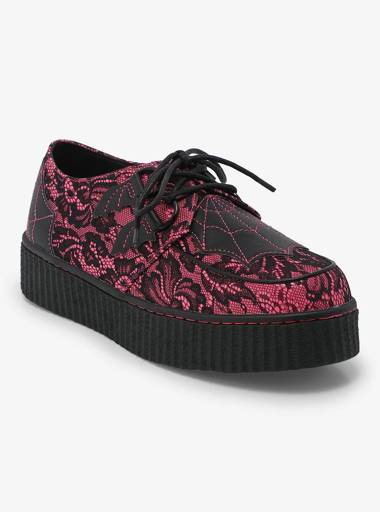 Strange Cvlt Web Pink & Black Lace Krypt Creepers