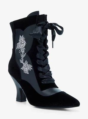 Strange Cvlt Victoria Velvet Rose Heel Boots