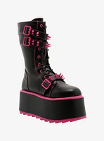 YRU Black & Fuschia Trance Platform Boots