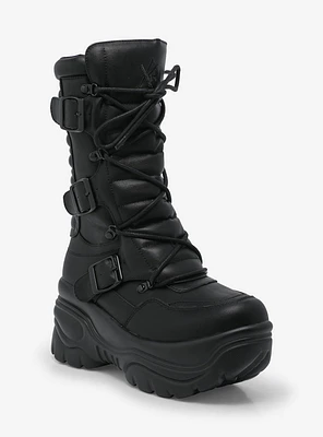 YRU Black Matrixx Moto Chunky Boots