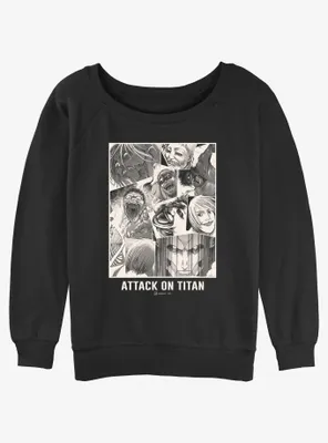 Attack on Titan Collage Womens Slouchy Sweatshirt