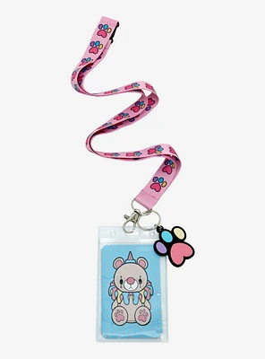 Pastel Clown Bear Lanyard