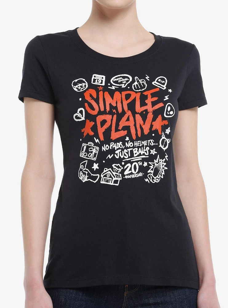 Simple Plan No Pads, Helmets...Just Balls 20th Anniversary Girls T-Shirt